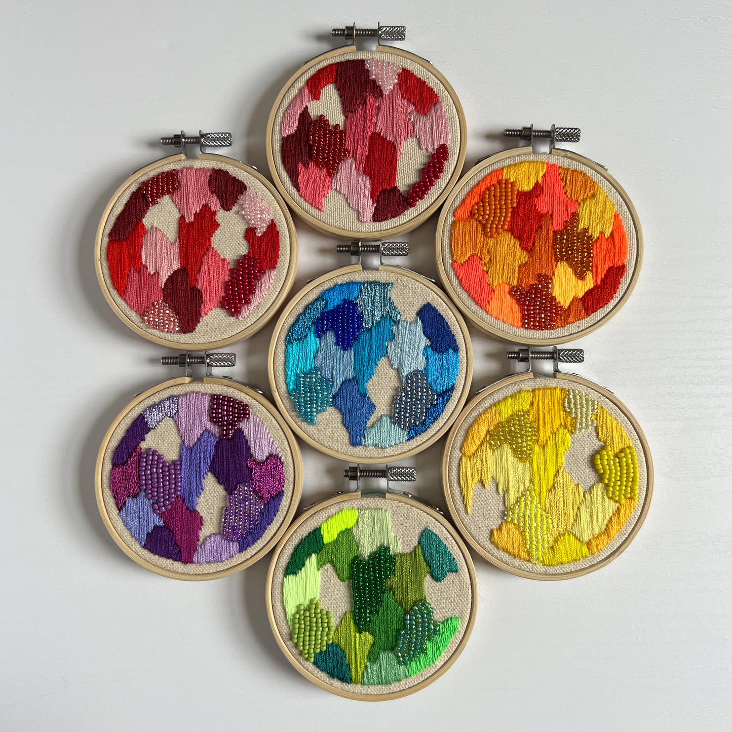 Mini Patchwork Hoops - Embroidery