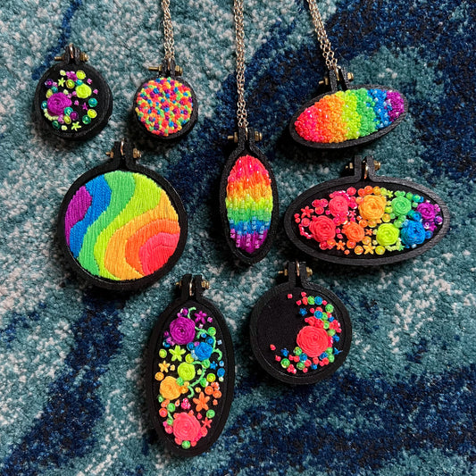 Embroidered Pendant Necklaces