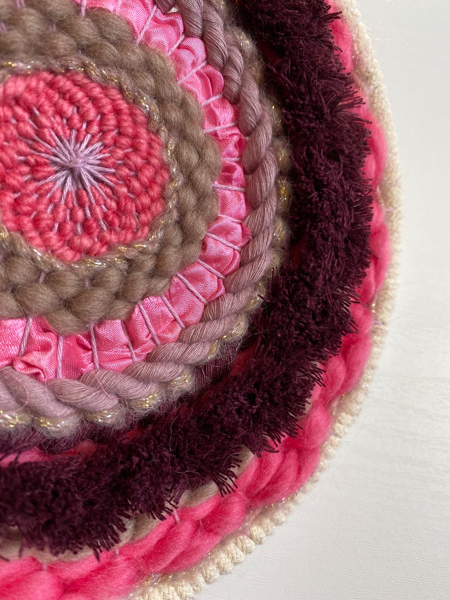 Pink and Plum Mandala Woven Wall Hanging yoshi oka