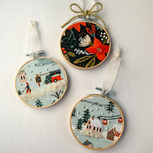 Embroidered Holiday Ornaments