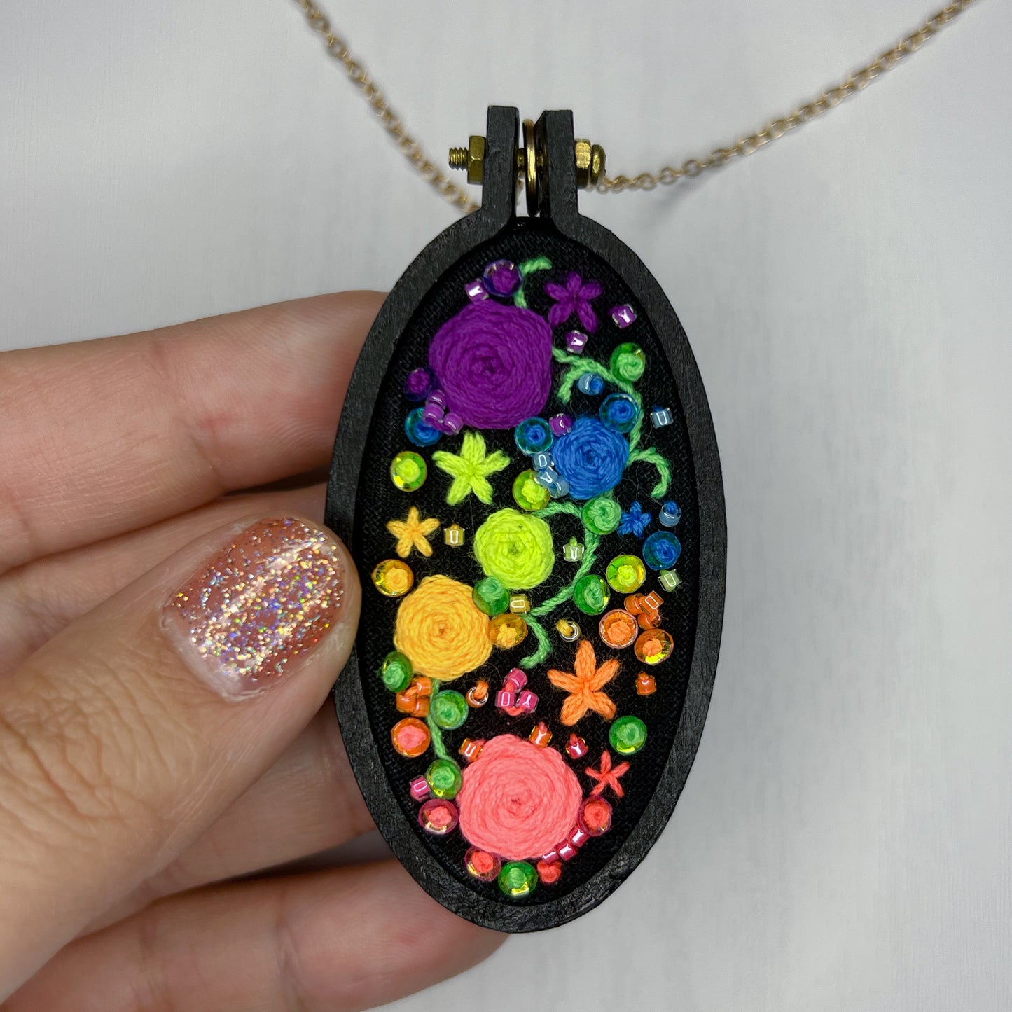 Embroidered Pendant Necklaces
